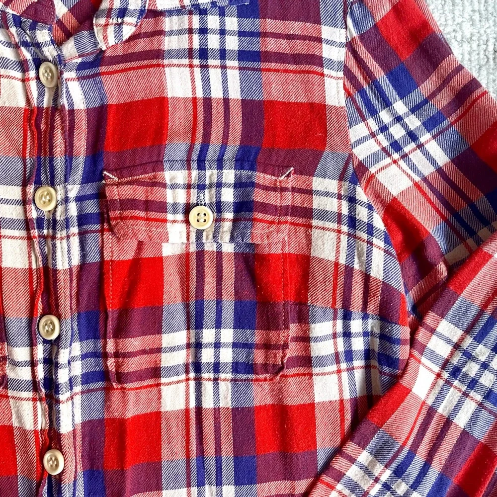 J. Crew Boy Fit Orange Plaid Long Sleeve Button Down Shirt